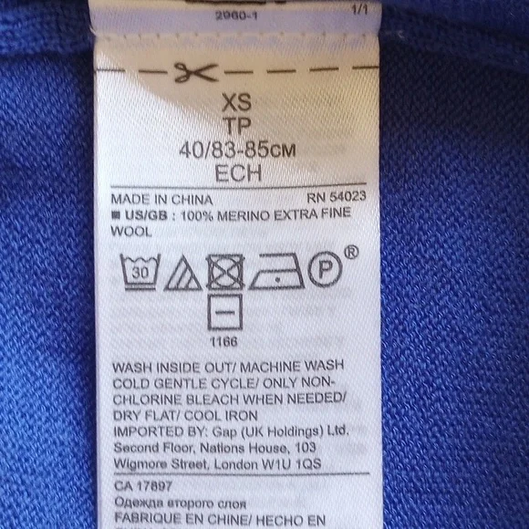 NWOT Banana Republic 100% Merino Wool Sleeveless Shell Sweater XS Blue - Picture 4 of 7